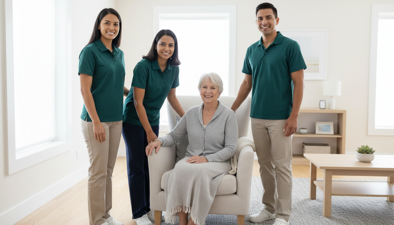 New Day Homecare team with senior client